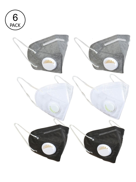 

OOMPH Unisex Pack of 6 Solid 5-Ply Reusable N95 or KN95 Masks, White