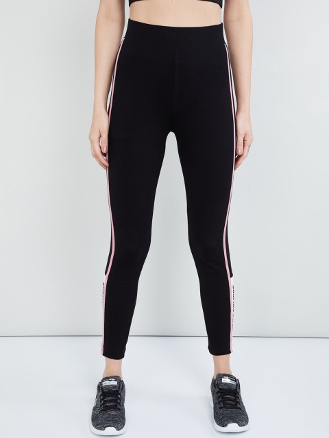 

max Women Black & Pink Solid Tights