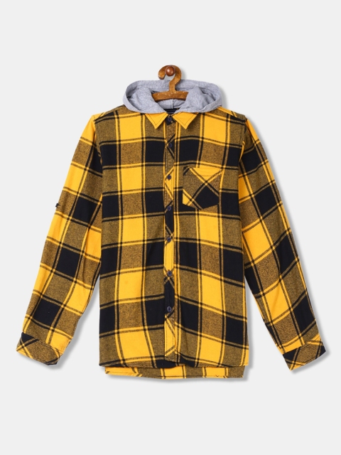 

Cherokee Boys Yellow & Brown Regular Fit Checked Casual Shirt