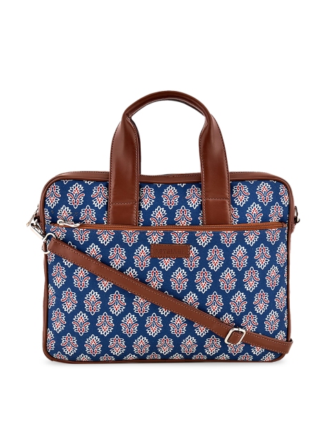 

STELLER Women Navy Blue & Brown Printed Laptop Bag