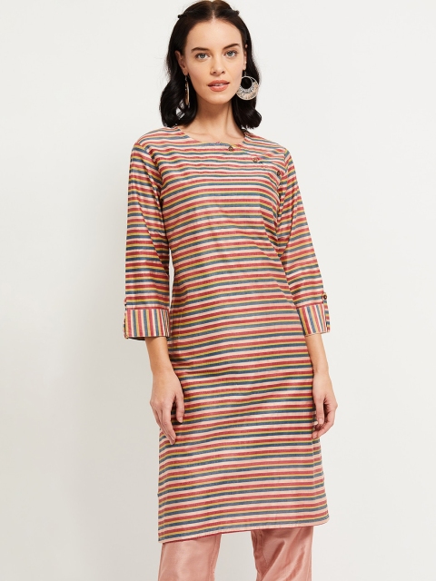 

max Women Multicoloured Striped Straight Kurta, Multi