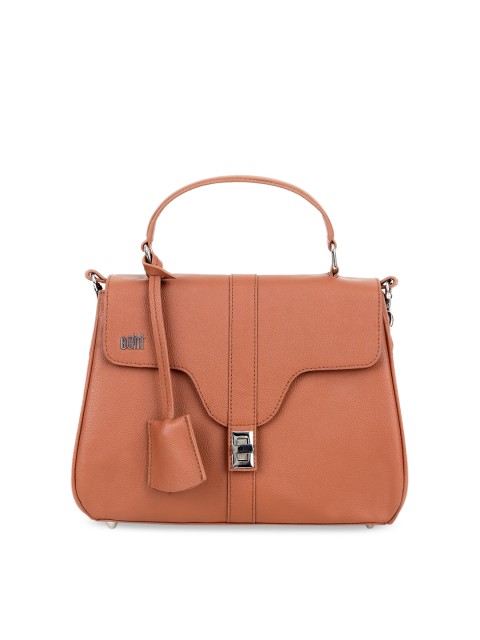 

echt Brown Solid Leather Sling Bag