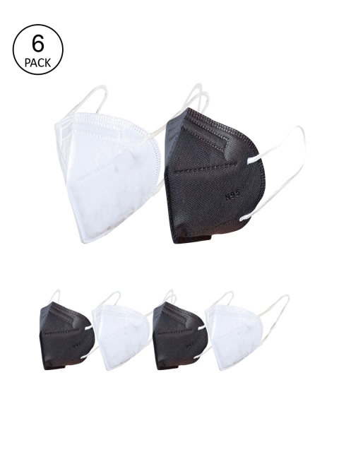 

OOMPH Unisex Pack Of 6 5-Ply Reusable Anti-Pollution KN95 Masks, Black