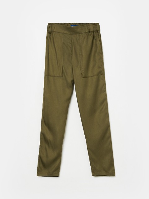 

Fame Forever by Lifestyle Girls Olive Green Regular Fit Solid Regular Trousers