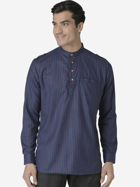 

TABARD Men Blue Woven Design Straight Kurta