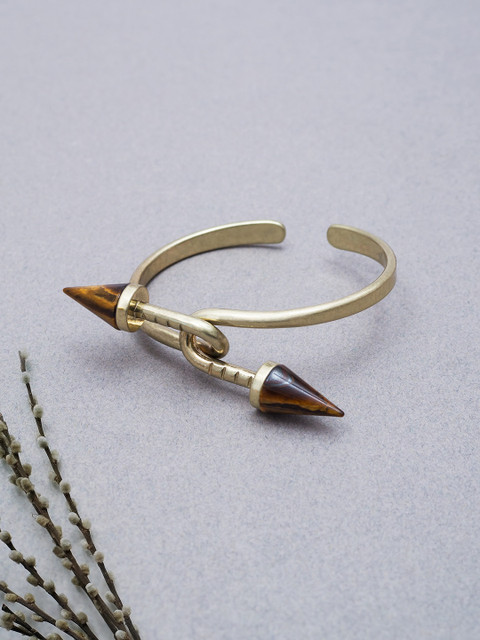 

Golden Peacock Gold-Plated Brown Metal Cuff Bracelet