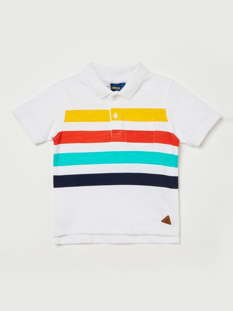 

Juniors by Lifestyle Boys White Striped Round Neck T-shirt