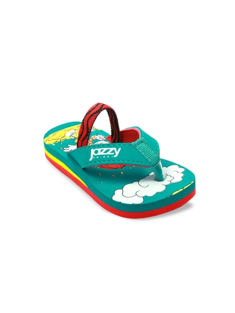 

Jazzy Juniors Boys Sea Green & Red Printed Thong Flip-Flops