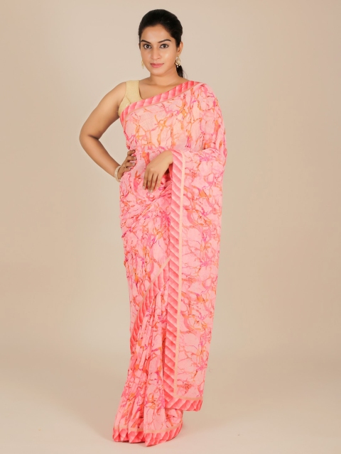 

Pothys Pink Printed Poly Georgette Saree