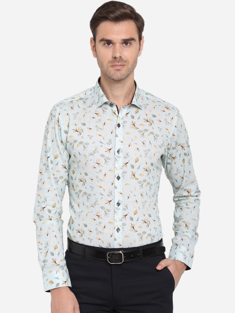 

JB STUDIO Men Blue Slim Fit Printed Cotton Formal Shirt