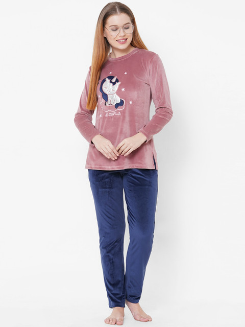 

Sweet Dreams Women Pink & Blue Night Suit