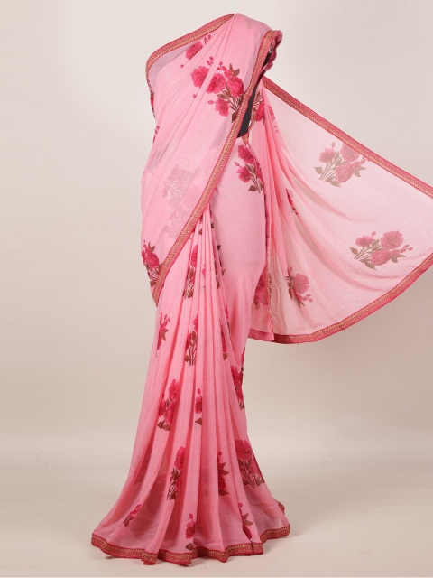 

Pothys Pink Printed Poly Georgette Saree