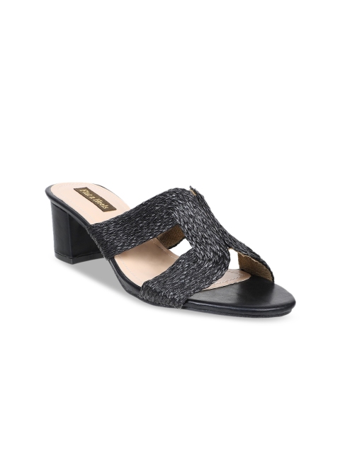 

Flat n Heels Women Black Textured Block Heels