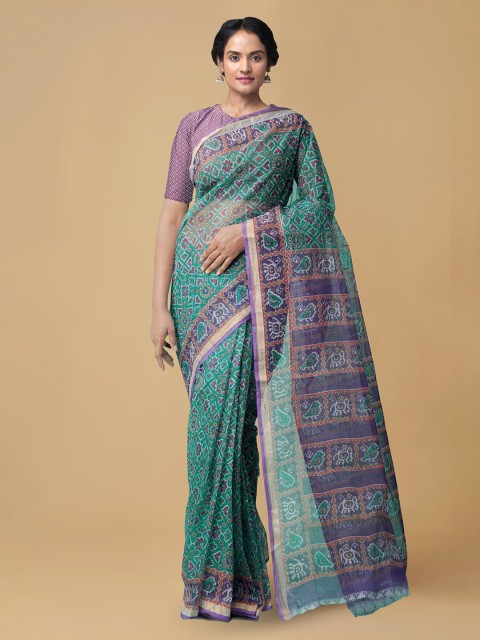 

Unnati Silks Green Pure Cotton Printed Kota Saree