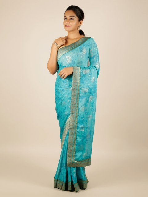 

Pothys Blue Woven Design Poly Georgette Saree