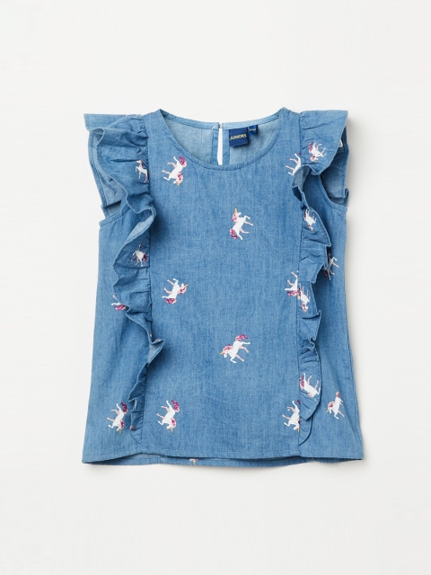 

Juniors by Lifestyle Girls Navy Blue Self Design Top
