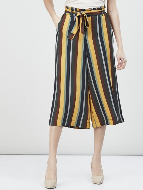 max Women Yellow Striped Culottes Palazzos