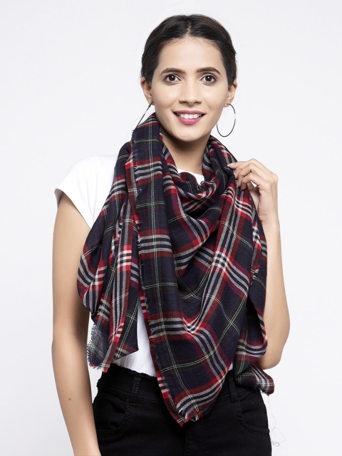

Calvadoss Women Blue & Red Checked Square Fit Woolen Muffler