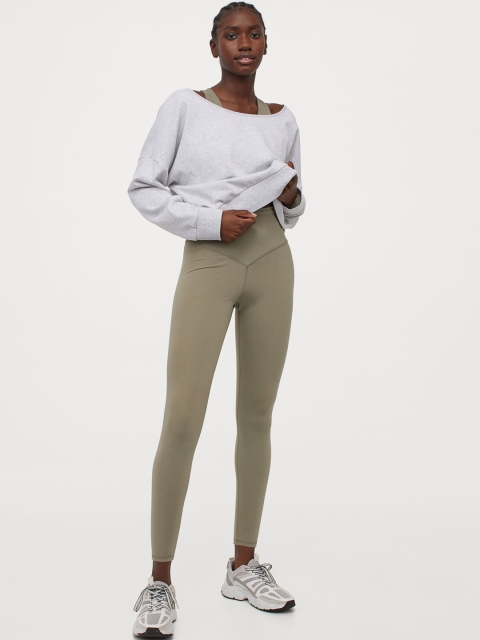 

H&M Women Olive Green Solid Super High Waist Tights