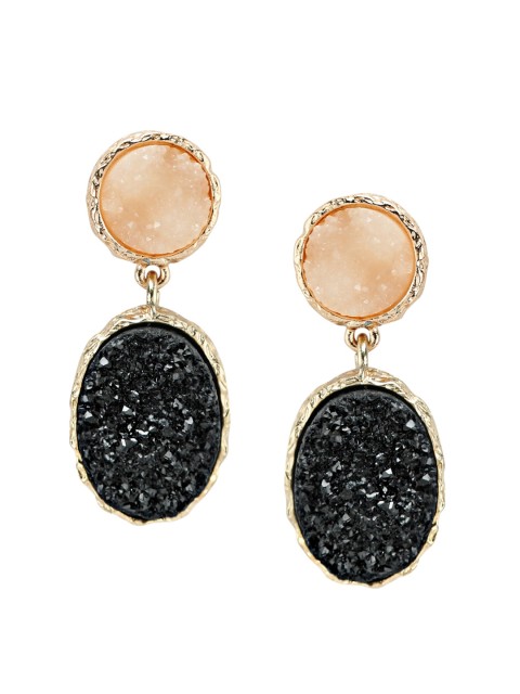 

Kazo Black & Gold-Toned Geometric Drop Earrings
