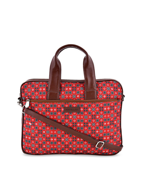 

STELLER Women Red & Navy Blue Printed Laptop Bag