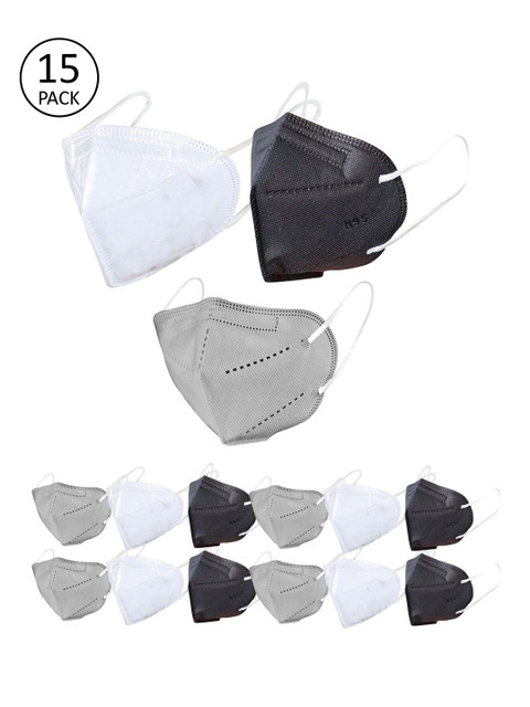 

OOMPH Unisex Pack Of 15 5-Ply Reusable Anti-Pollution KN95 Masks, Black