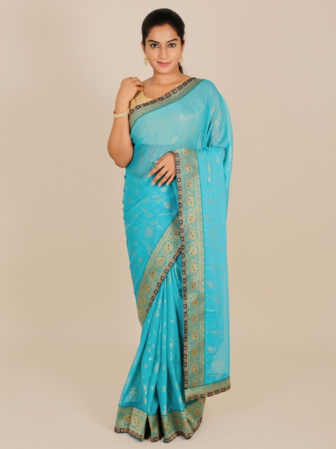 

Pothys Blue Woven Design Poly Georgette Saree