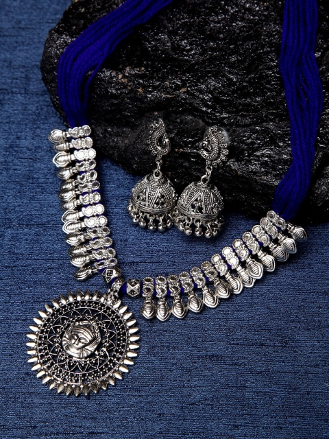 

Shining Diva Oxidized Silver-Toned Choker Jewellery Set