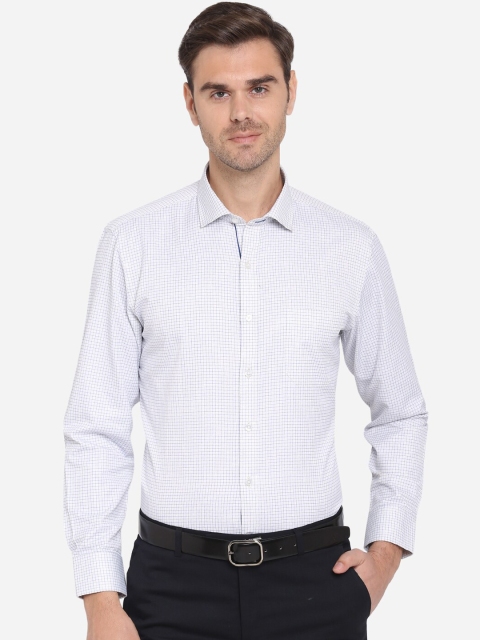 

Greenfibre Men White & Blue Regular Fit Checked Formal Shirt