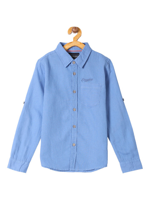 

Cherokee Boys Blue Regular Fit Solid Casual Shirt