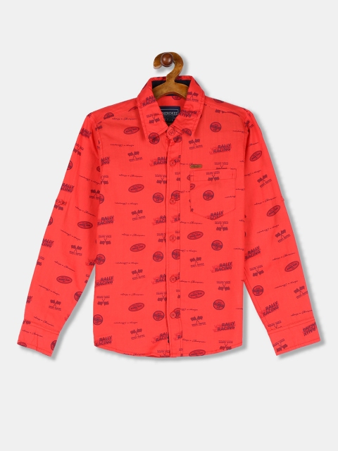 

Cherokee Boys Red Regular Fit Printed Casual Shirt