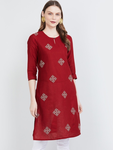 

max Women Red Printed Straight Kurta
