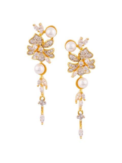 

Voylla Gold-Toned & White CZ Classic Drop Earrings