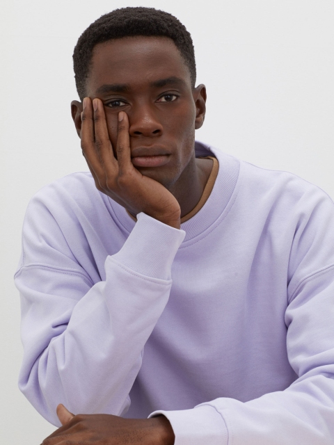 

H&M Men Lavender Cotton Sweatshirt