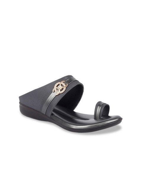 

ZAPATOZ Women Grey Solid Open Toe Flats