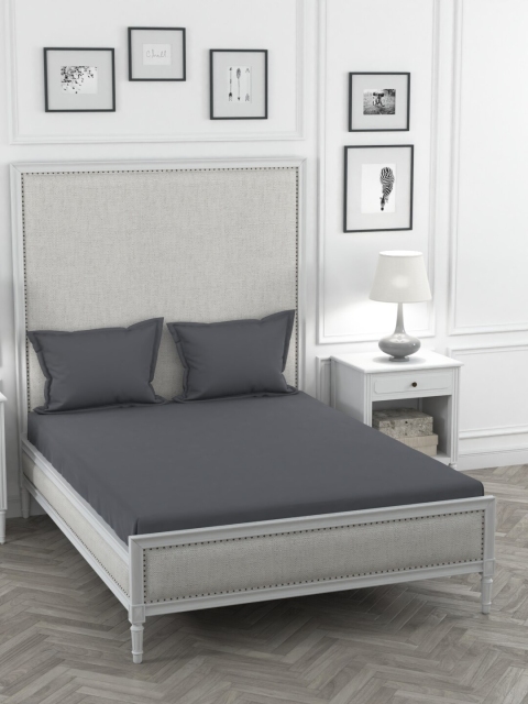 

Portico New York Grey Solid 220 TC Cotton 1 King Bedsheet with 2 Pillow Covers