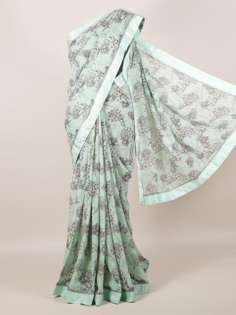 

Pothys Green Printed Poly Georgette Saree