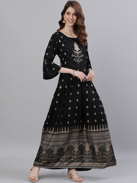 

Ishin Women Black Woven Design Anarkali Kurta