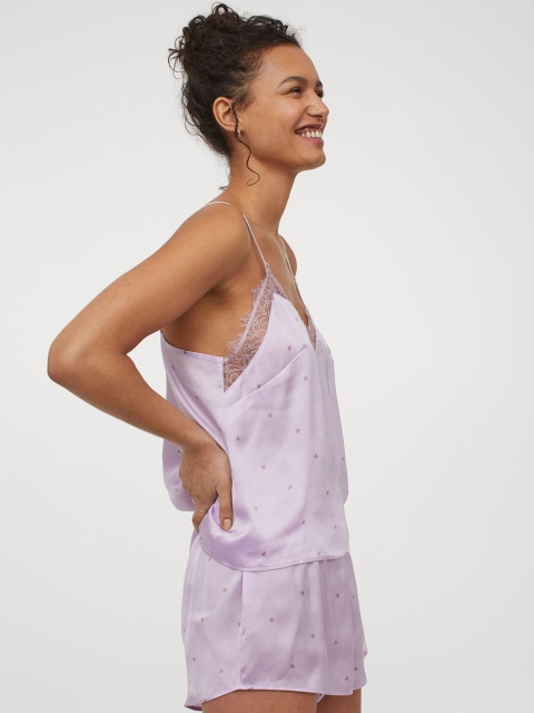 

H&M Women Purple Satin Pyjamas