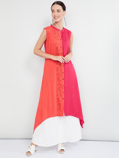 

max Women Coral & Pink Printed A-Line Kurta