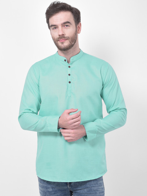 

SG LEMAN Men Turquoise Blue Solid Straight Kurta