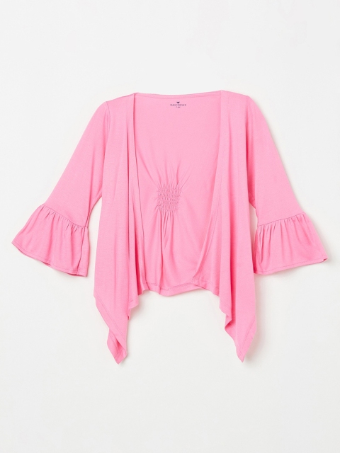 

Fame Forever by Lifestyle Girls Pink Solid Open Front Shrug