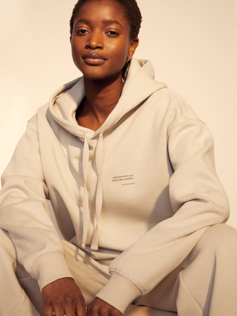 

H&M Women Beige Solid Wide Sustainable Sweatpants