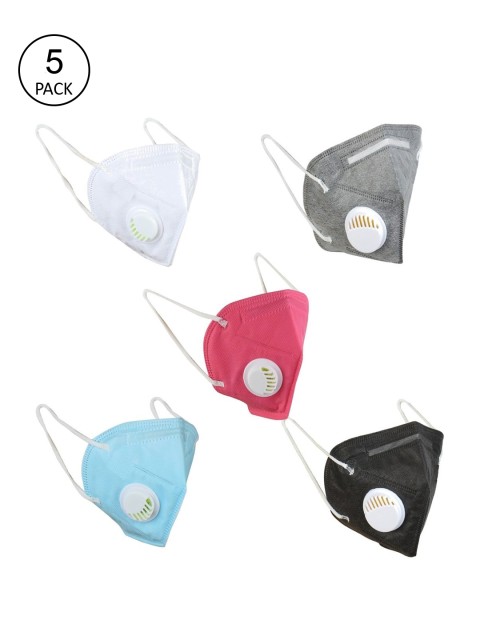 

OOMPH Unisex Pack Of 5 5-Ply Reusable Anti-Pollution KN95 Masks, White