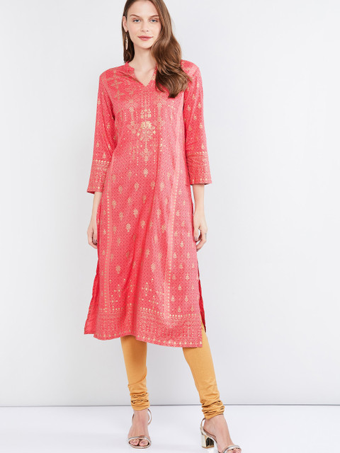 

max Women Coral Printed Straight Kurta