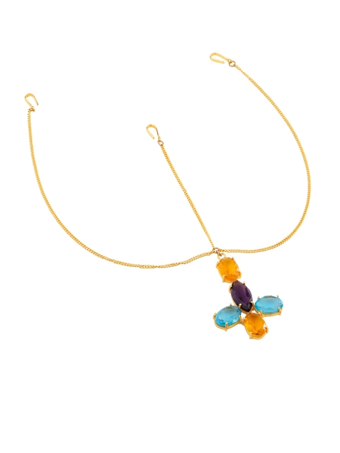 

Voylla Women Gold-Plated Blue & Purple Stone Studded Matha Patti