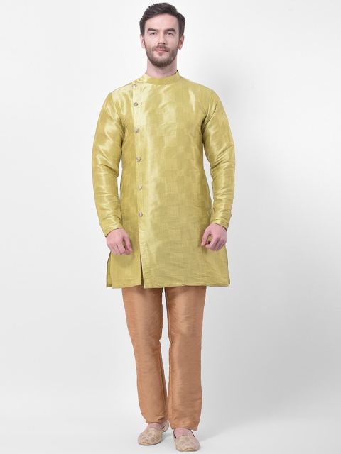 

SG LEMAN Men Green & Brown Self Design Kurta with Pyjamas