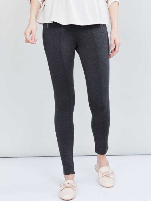

max Women Charcoal Grey Solid Skinny Fit Solid Treggings