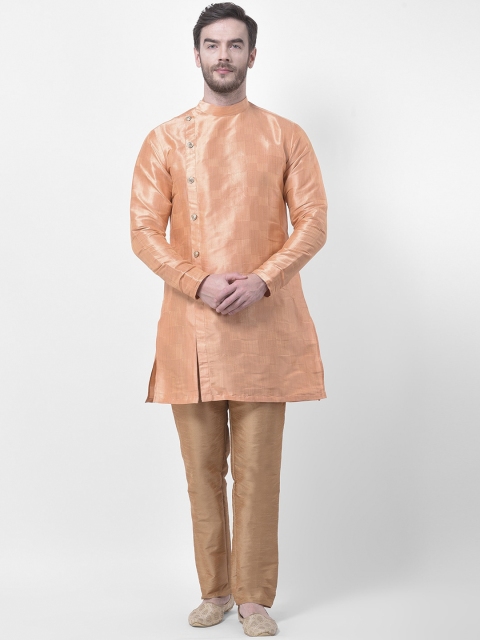 

SG LEMAN Men Pink Woven Design Kurta with Pyjamas