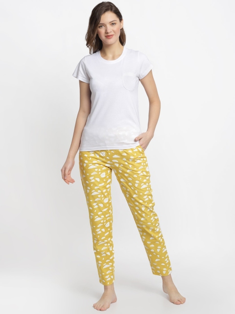 

Boston Club Women Yellow & White Printed Night Suit